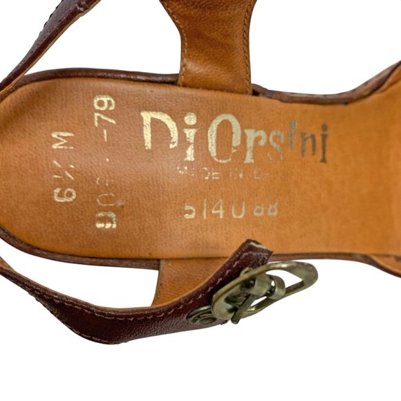 Vintage DiOrsini Brown Leather Huarache Styled Closed‎ Toe Heel - Picture 2 of 12